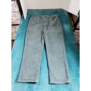 American Eagle Jeans Size 12 Womens Green Stretch Corduroy Mid Rise Mom Straight